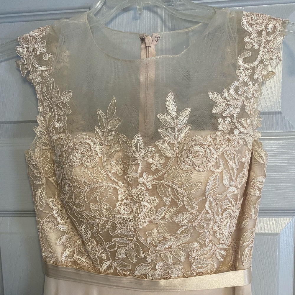 Dancing Queen Cream Blush Floral Lace Illusion Gown - Picture 2 of 6
